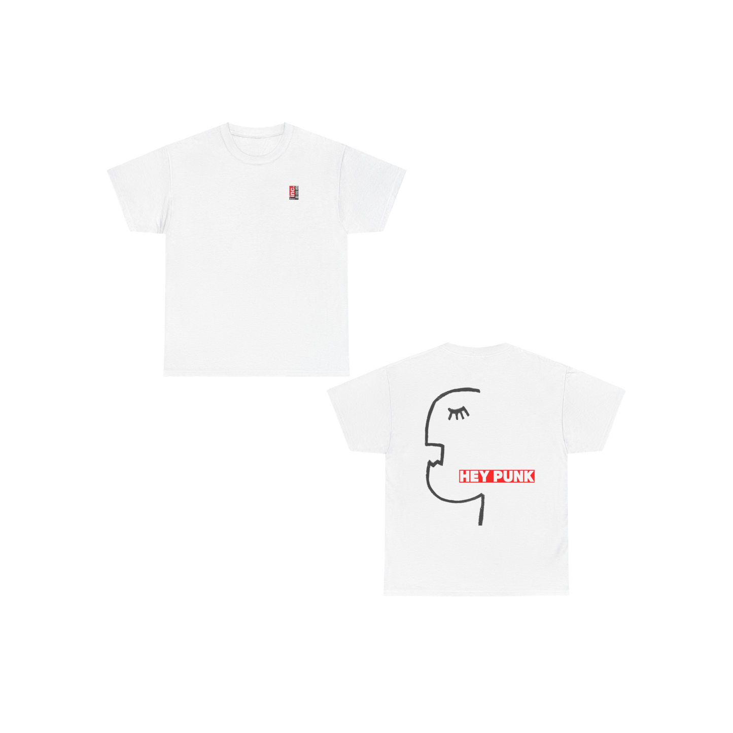 HeyPunkUnisexHeavyCottonTee-White-FrontandBack