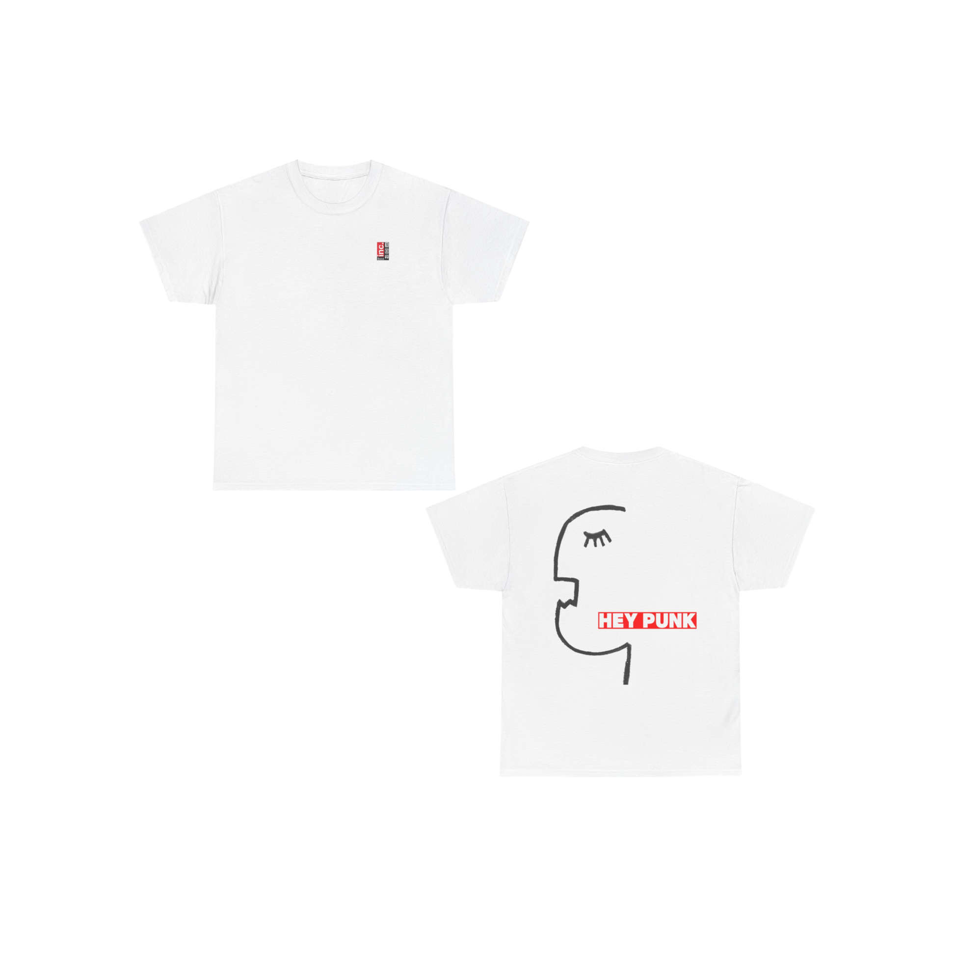 HeyPunkUnisexHeavyCottonTee-White-FrontandBack