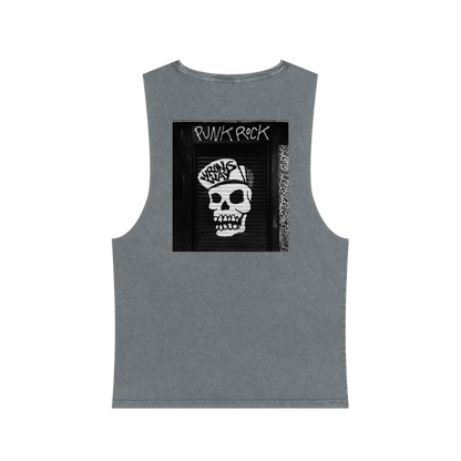 StreetPunkRockUnisexStonewashTankTop-Grey-Back