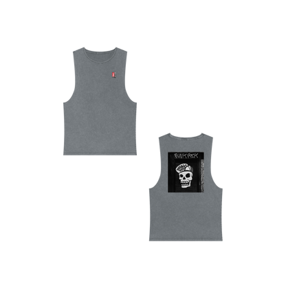 StreetPunkRockUnisexStonewashTankTop-Grey-FrontandBack