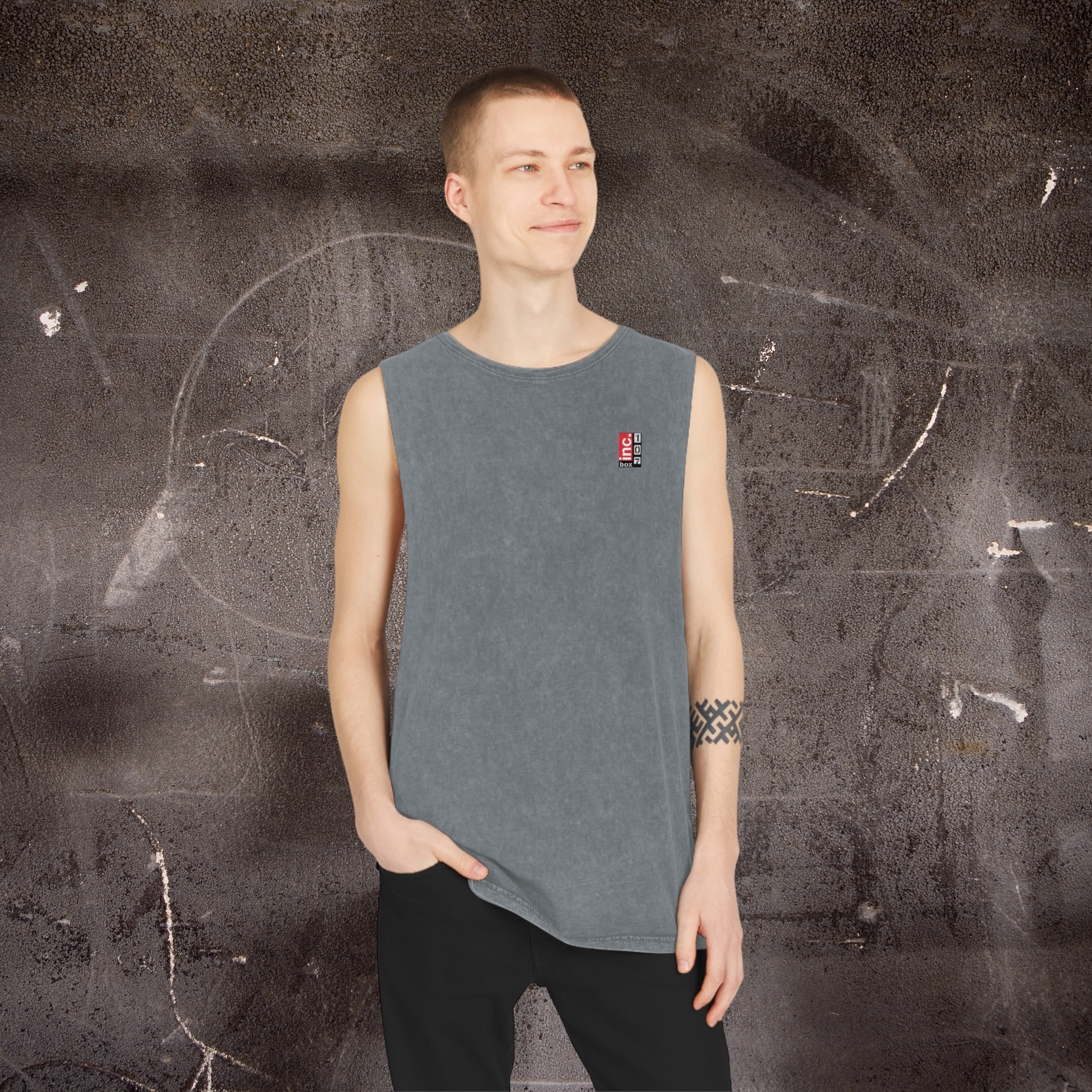 Street Punk Rock Unisex Stonewash Tank Top Men Ash Stone